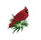 Cardinal on Snowy Branch, Shimmery, Embroidered, Iron on Patch